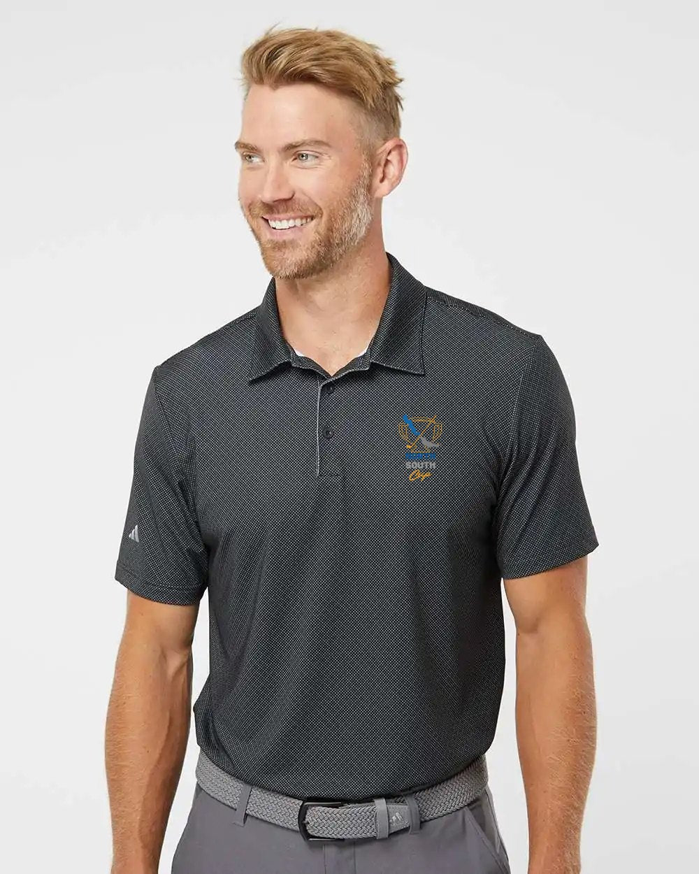 adidas A498 Ultimate365 Diamond Dot Print Polo in Black/White/Grey