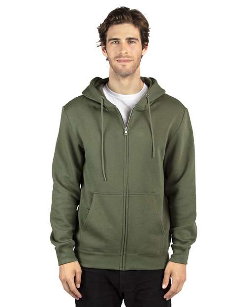 Reishore 320Z — Unisex Fleece Full-Zip Hooded Sweatshirt — Army