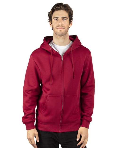 Reishore 320Z — Unisex Fleece Full-Zip Hooded Sweatshirt — Burgundy