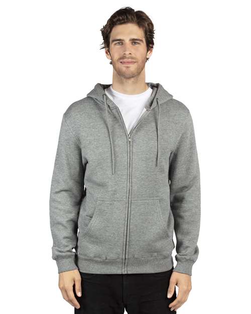 Reishore 320Z — Unisex Fleece Full-Zip Hooded Sweatshirt — Heather Grey