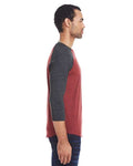 Reishore 302G — Unisex Triblend Three-Quarter Sleeve Raglan T-Shirt — Cardinal Black/ Black Triblend
