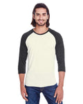 Reishore 302G — Unisex Triblend Three-Quarter Sleeve Raglan T-Shirt — Cream/ Black Triblend