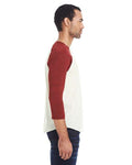Reishore 302G — Unisex Triblend Three-Quarter Sleeve Raglan T-Shirt — Cream/ Cardinal Black Triblend
