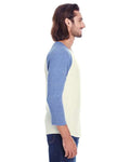 Reishore 302G — Unisex Triblend Three-Quarter Sleeve Raglan T-Shirt — Cream/ Navy Triblend