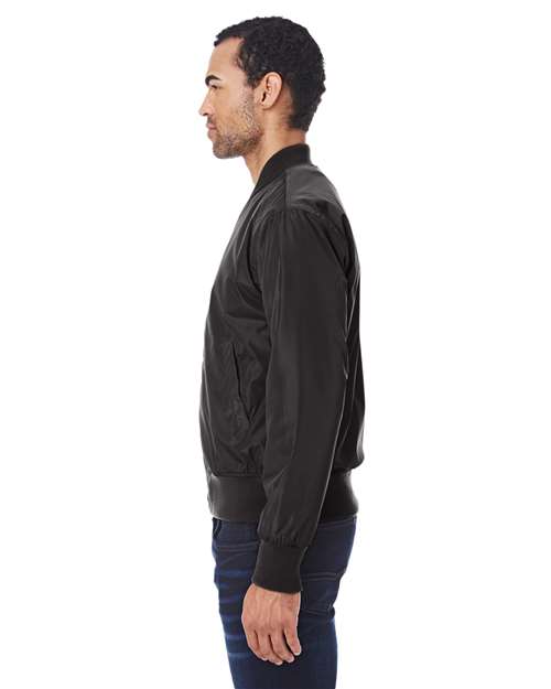 Reishore 395J — Unisex Bomber Jacket — Black Vegan Leather