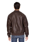 Reishore 395J — Unisex Bomber Jacket — Brown Vegan Leather
