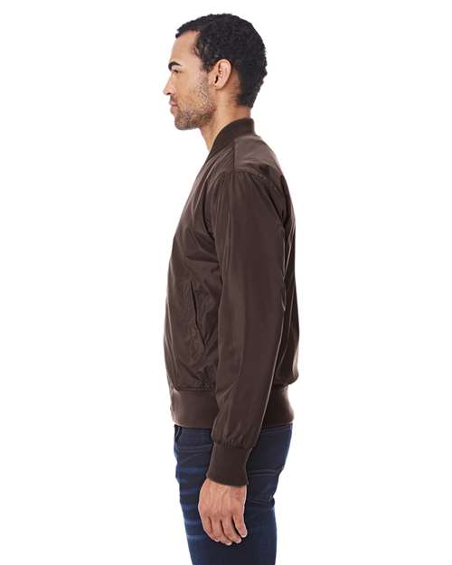 Reishore 395J — Unisex Bomber Jacket — Brown Vegan Leather