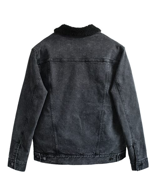 Reishore 372J — Unisex Sherpa-Lined Denim Jacket — Black Denim/ Black