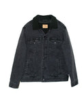 Reishore 372J — Unisex Sherpa-Lined Denim Jacket — Black Denim/ Black