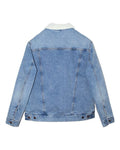 Reishore 372J — Unisex Sherpa-Lined Denim Jacket — Light Denim/ Off White