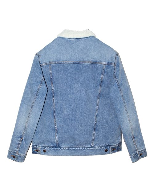 Reishore 372J — Unisex Sherpa-Lined Denim Jacket — Light Denim/ Off White