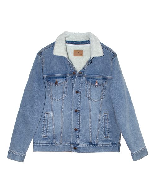 Reishore 372J — Unisex Sherpa-Lined Denim Jacket — Light Denim/ Off White