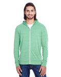 Reishore 302Z — Unisex Triblend Full-Zip Lightweight Hooded Sweatshirt — Green Triblend