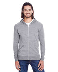 Reishore 302Z — Unisex Triblend Full-Zip Lightweight Hooded Sweatshirt — Grey Triblend