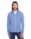 Reishore 302Z — Unisex Triblend Full-Zip Lightweight Hooded Sweatshirt — Navy Triblend