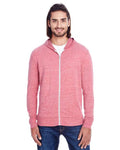 Reishore 302Z — Unisex Triblend Full-Zip Lightweight Hooded Sweatshirt — Red