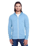 Reishore 302Z — Unisex Triblend Full-Zip Lightweight Hooded Sweatshirt — Royal Triblend
