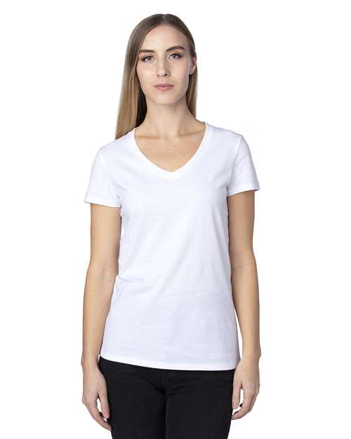 Reishore 200RV — Women's Ultimate CVC V-Neck T-Shirt — White