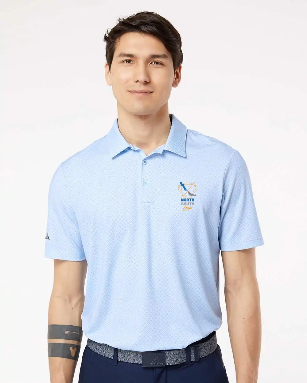 adidas A498 Ultimate365 Diamond Dot Print Polo in Glow Blue